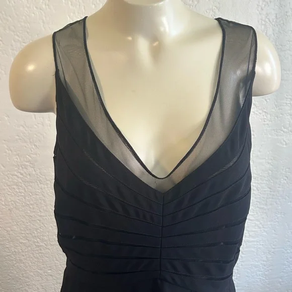 Adrianna Papell layered v neck Elegant Black Sleeveless Dress Sz 18W - Picture 4 of 10